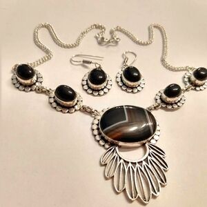 Black Jasper Set 925 made in India.